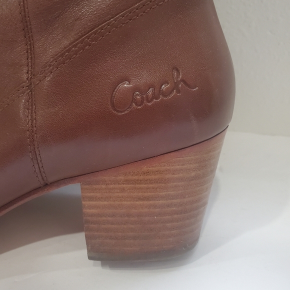 Coach Fayth Whiskey Leather Pull On Round Toe Knee High Riding Boots Brown 10 - Picture 7 of 11